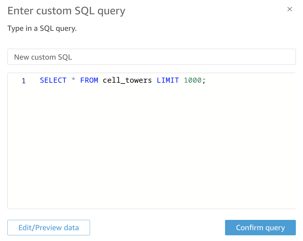 QuickSight custom SQL query editor for fetching data from ClickHouse