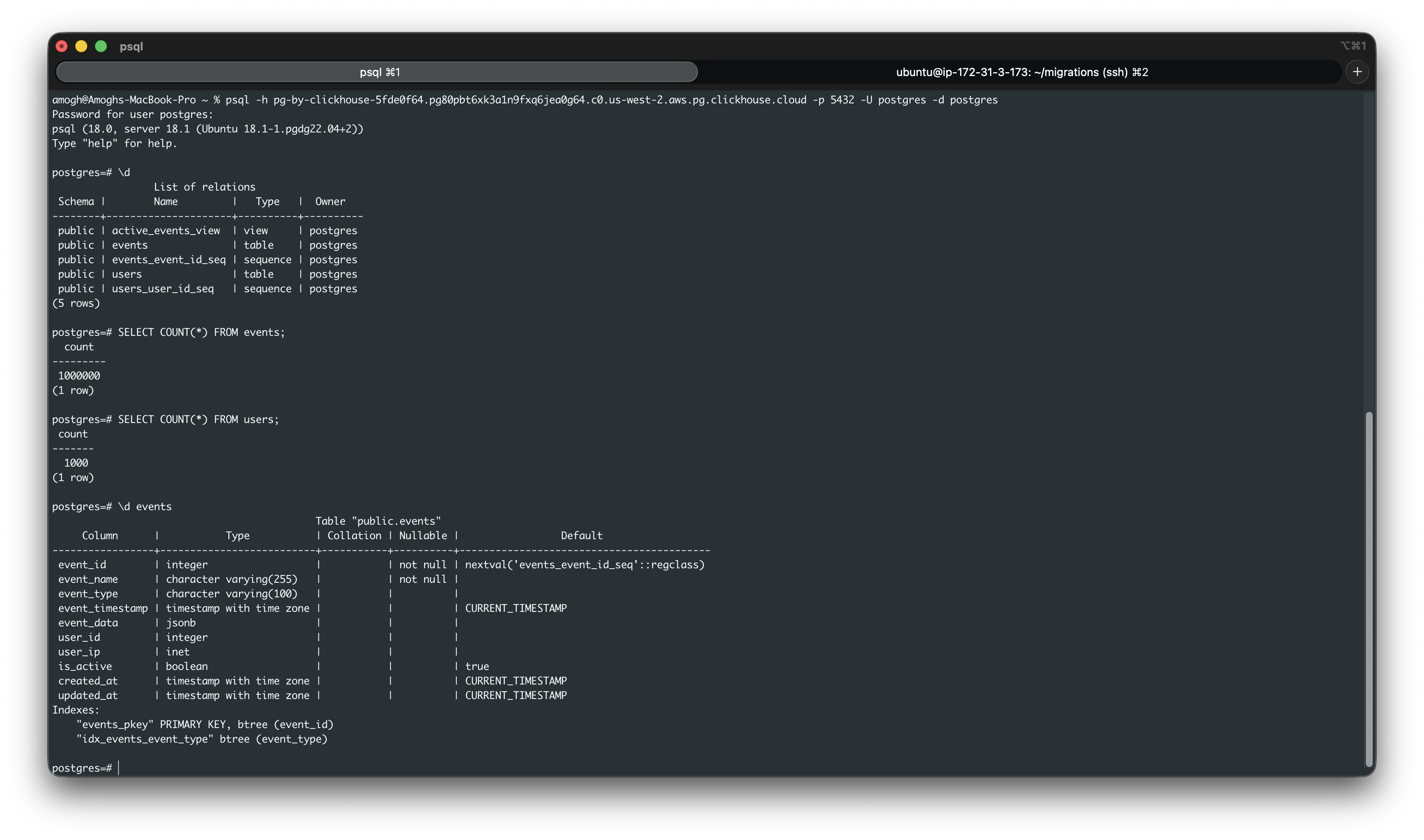 Target Managed Postgres Database Setup